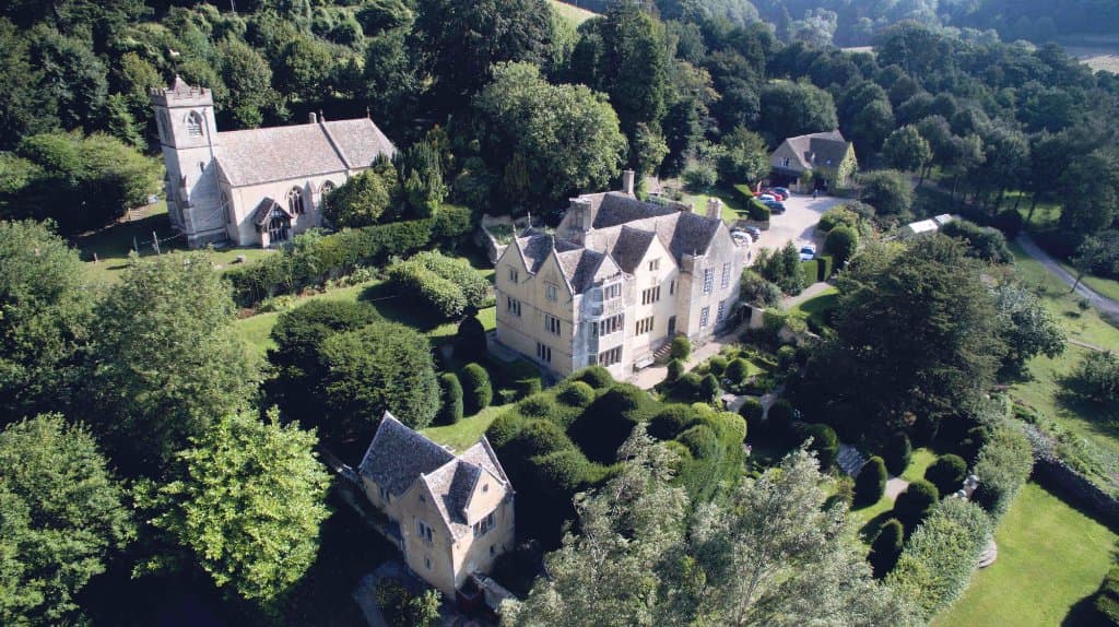 Owlpen Manor seen from the air