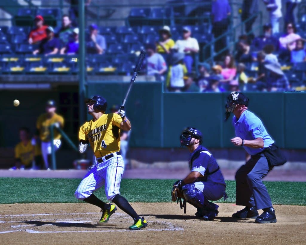Wife's shot of Steve Carillo getting his first hit of the game.