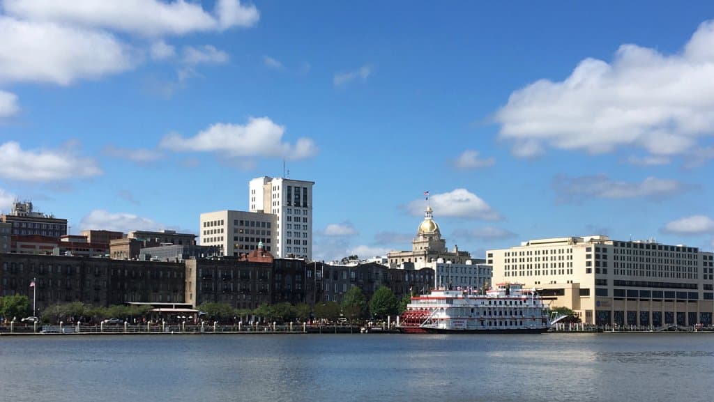 View of Savannah (River Street) from ferry dock at Convention Center