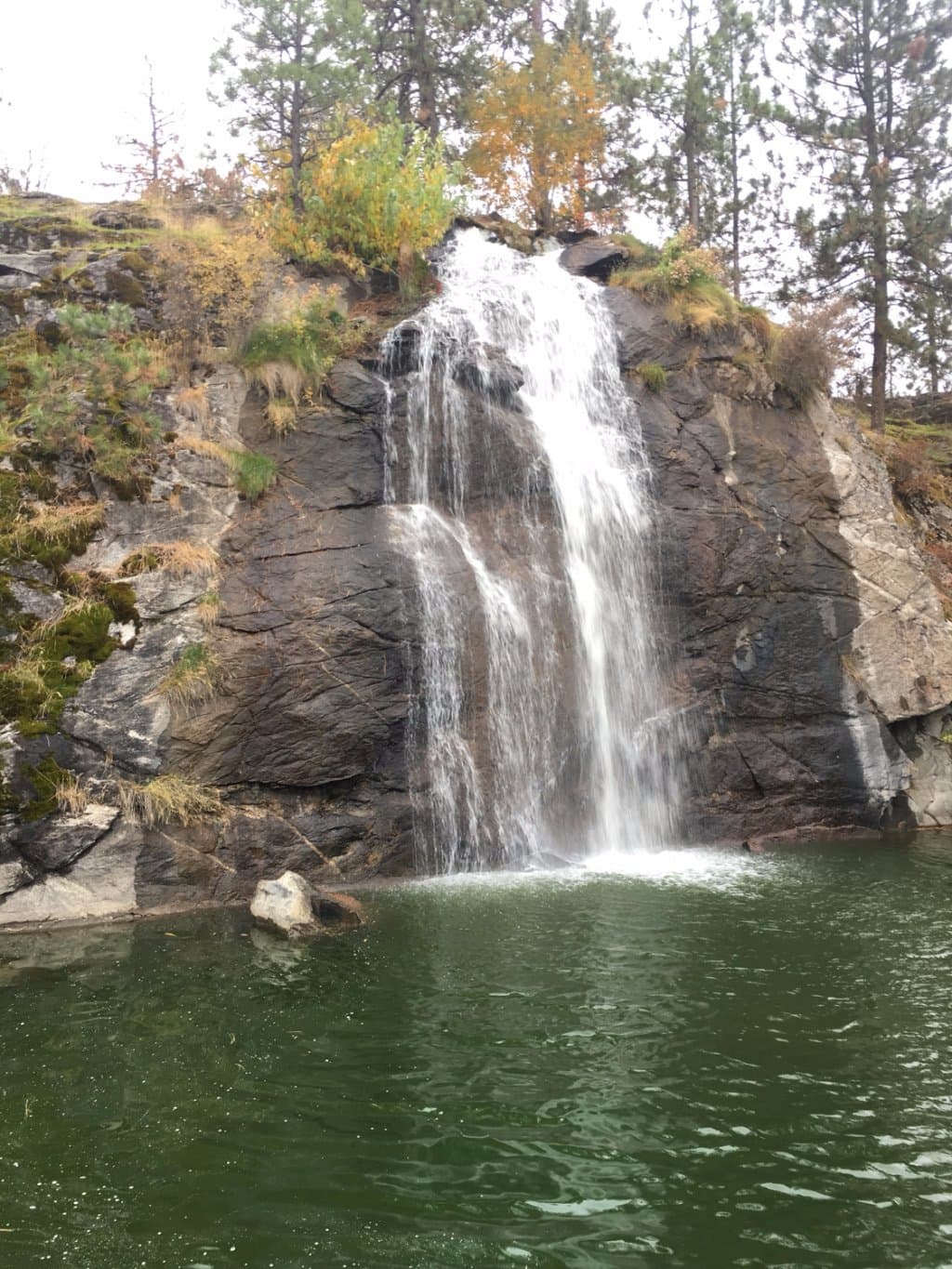 Waterfall. Dock in front allows for great photo op.