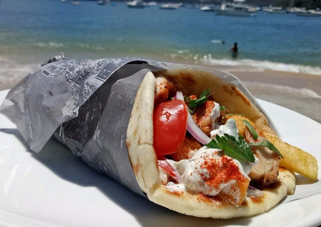 Chicken Souvlaki Wrap 'n'Run. What a gorgeous day to take away to the beach!