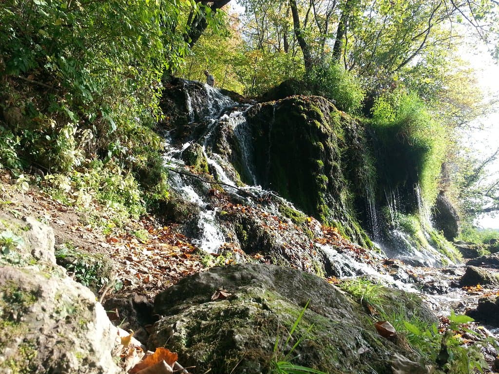 Waterfall at Malanephy Springs in Sept - as it drops into the Upper Iowa River