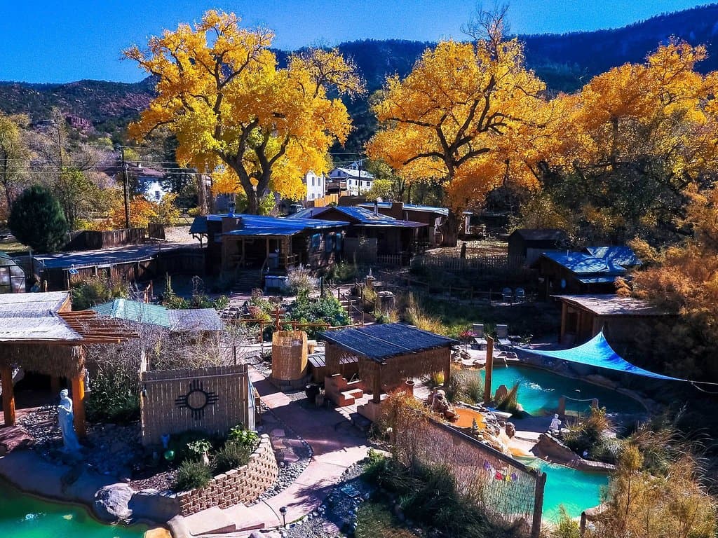 Drone shot of pools in Autumn