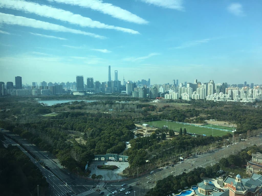 Looking over Century Park from the Kerry hotel, January 2018