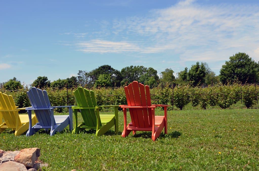 Colorful chair in outdoor picnic area