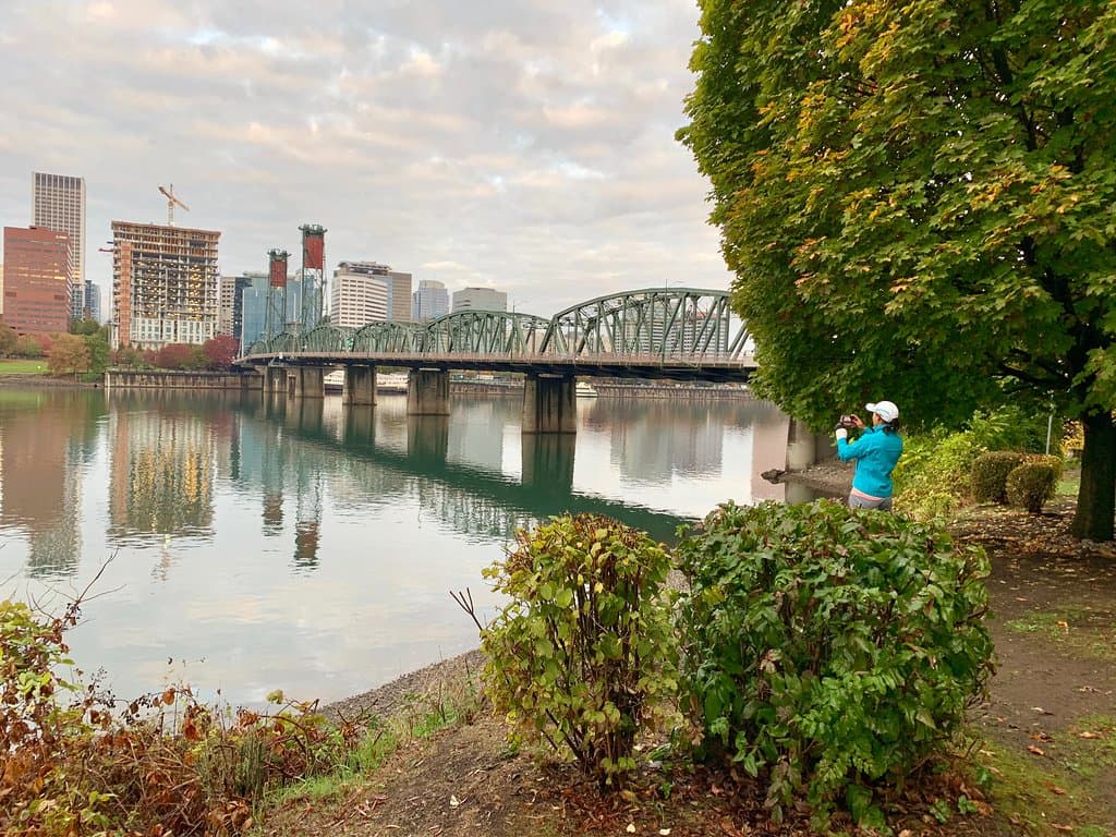 View of Hawthorn Bridge from west walk way