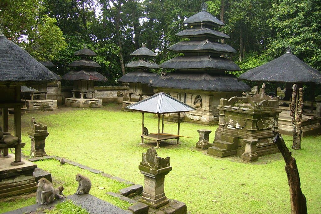 Alas Kedaton Monkey Forest located in Kutuh Village in the district of Marga, Tabanan, approximately 25km northeast of Denpasar and 4,5 kilometers from Tabanan regency. Thus theoretically, it should be considered as part of Mengwi, yet in reality the Tabanan royal family has developed most influence over this temple. Inside the forest is a namesake temple, usually referred to as Pura Dalem Kahyangan Kedaton.