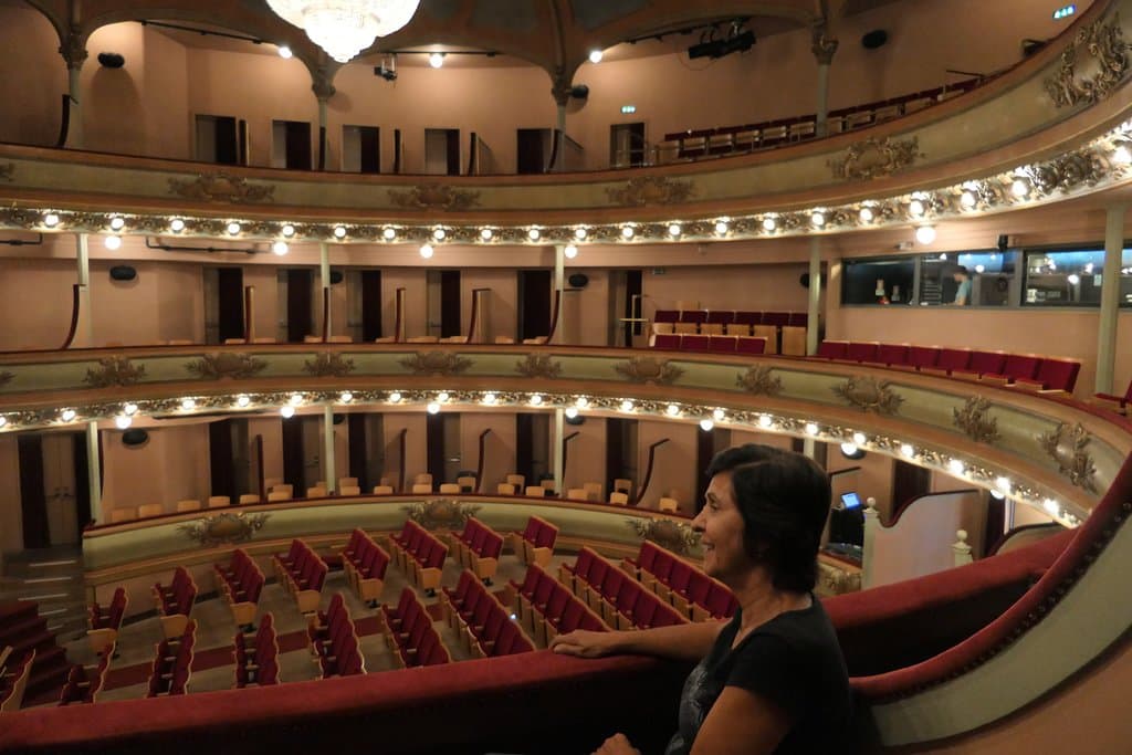 A vista da platéia.