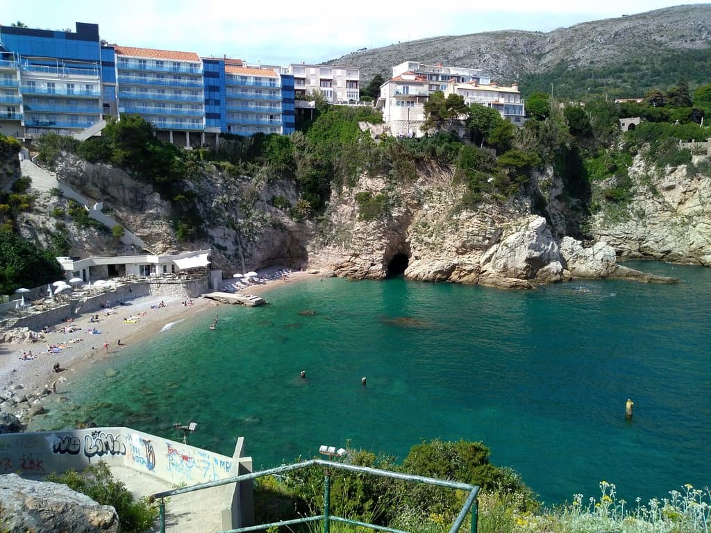 View of the beach from the stairs.