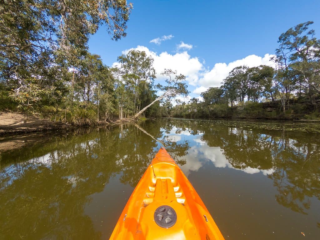 Taking the kayak for a paddle along Splitters Creek