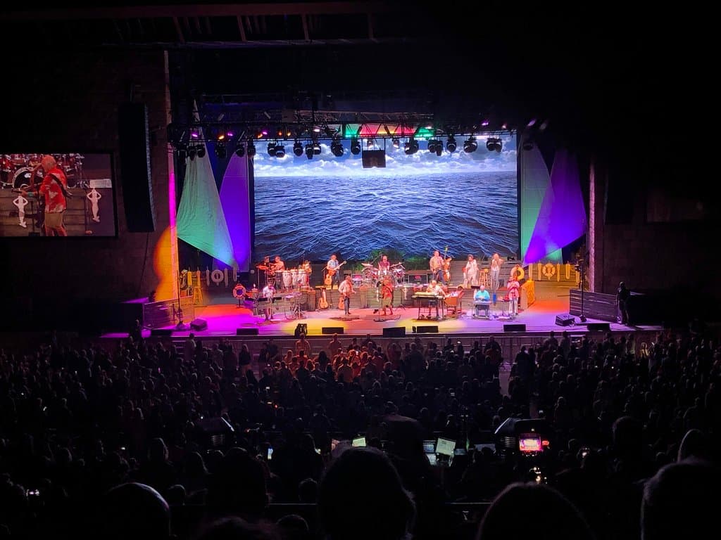 Jimmy Buffett on stage.