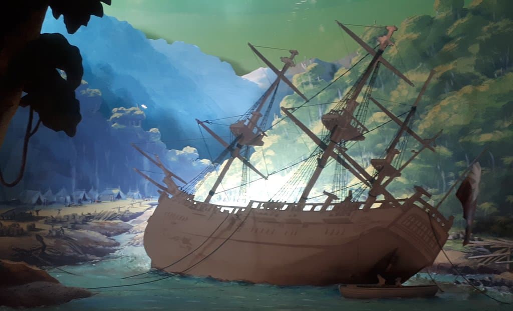 Diorama of Cook's ship careening