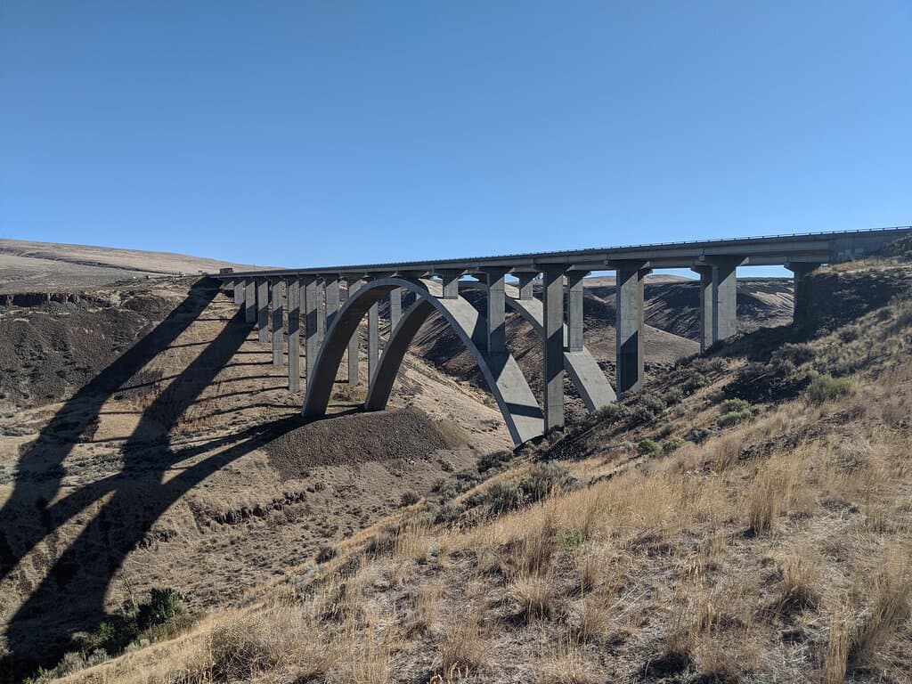 The bridge as it looks from the eastbound highway rest area