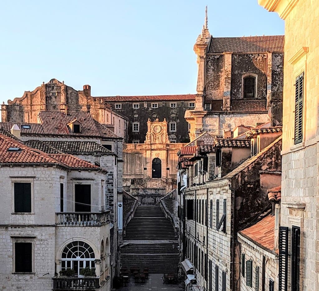 Early morning view of the Jesuit Staircase.