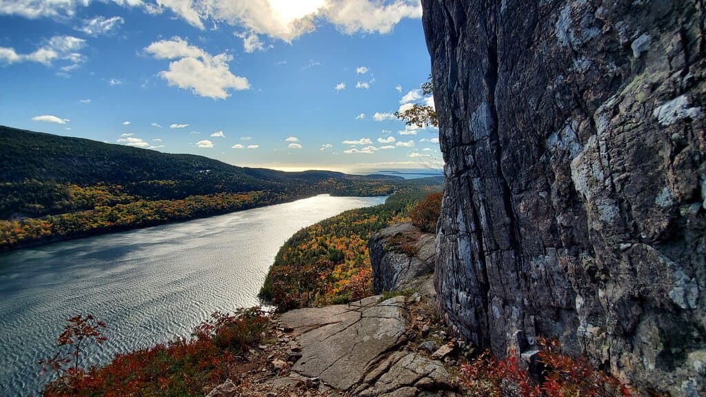 views of jordan pond from the cliffs