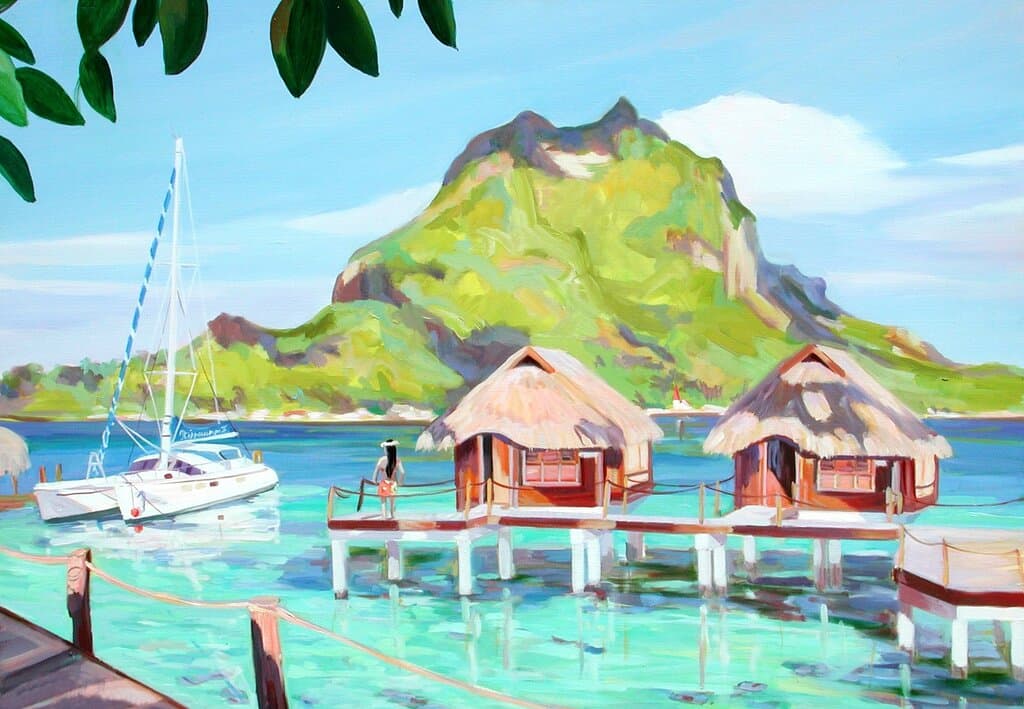 Magnifique tableau de l'artiste Nataly Jolibois découvert à sa galerie à Moorea, parmi d'autres splendides représentations, des vues paradisiaque de Polynésie Française. A découvrir absolument