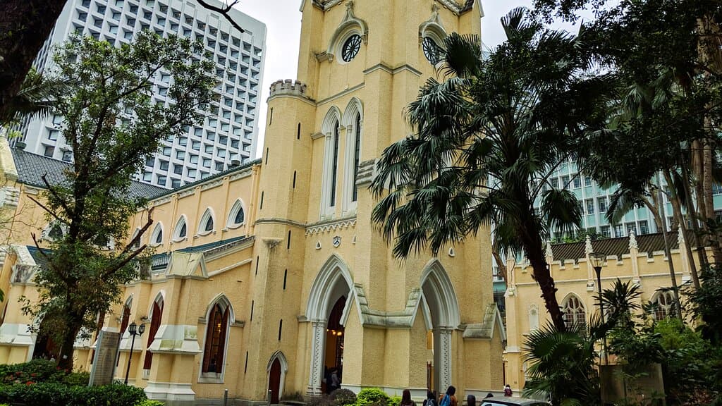 St John's Cathedral in midst of busy Hong Kong downtown