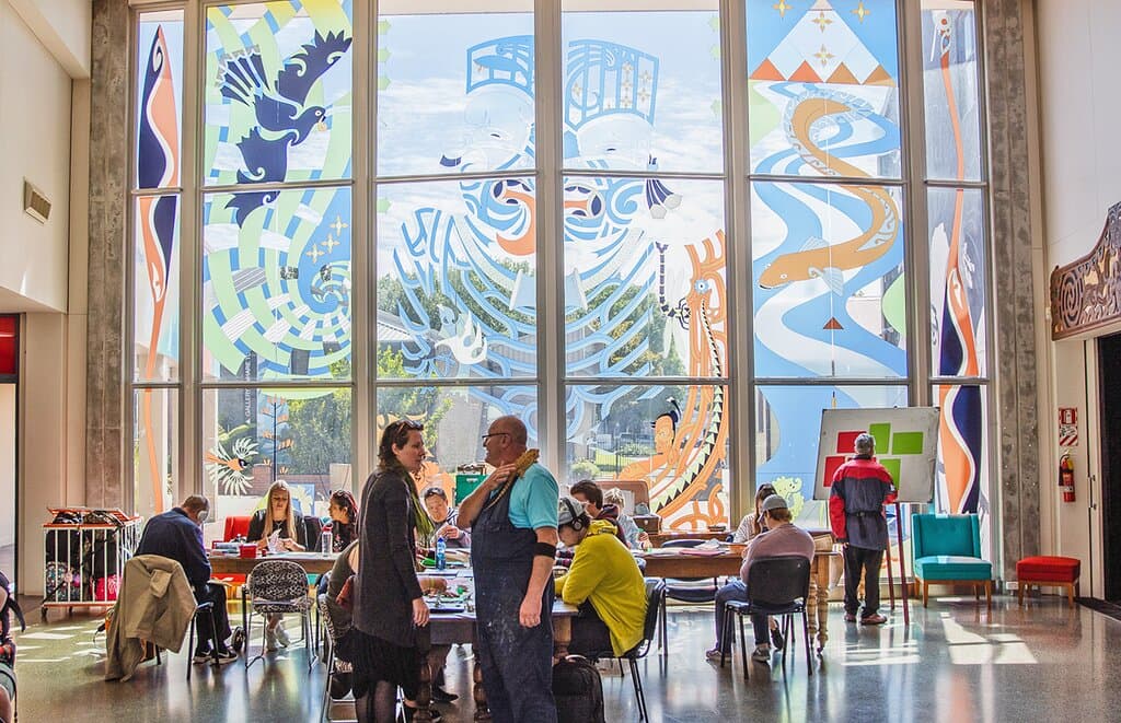 A busy day in our sunlit foyer.