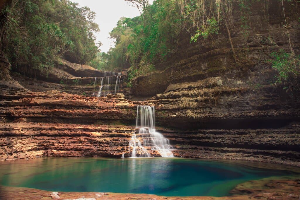 The falls from the bottom