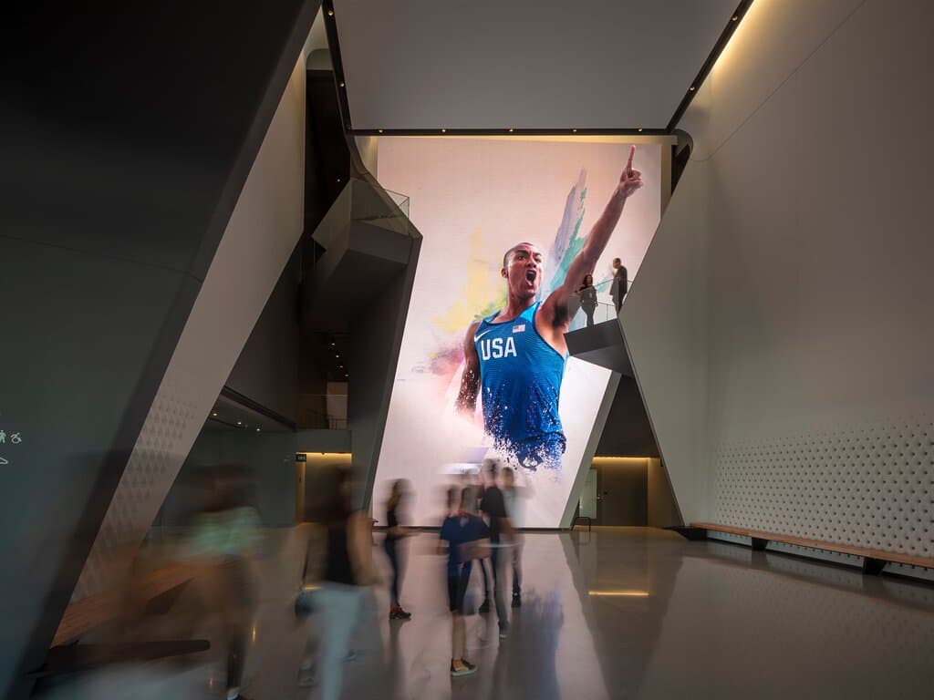 The atrium of the USOPMuseum is home to the U.S. Olympic & Paralympic Hall of Fame.