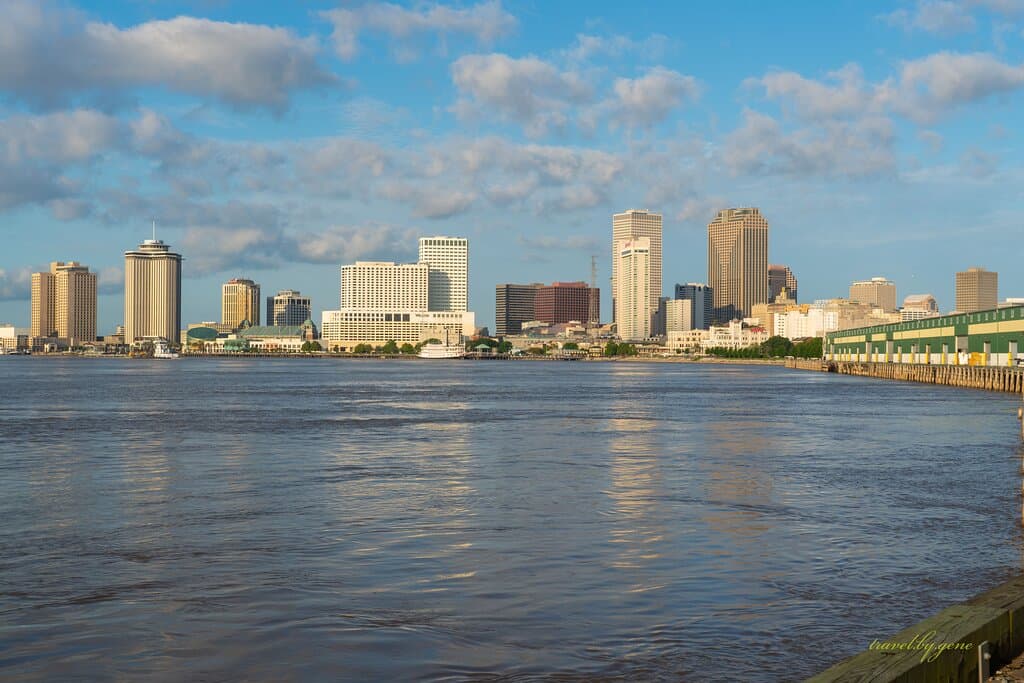 The best view of New Orleans is found at Crescent Park, just beyond the dock railyard. Unlike before a few homeless citizens were there, but walkers, bikers and dog owners populate the place and no one gives you a hassle. Just visit in the day time.