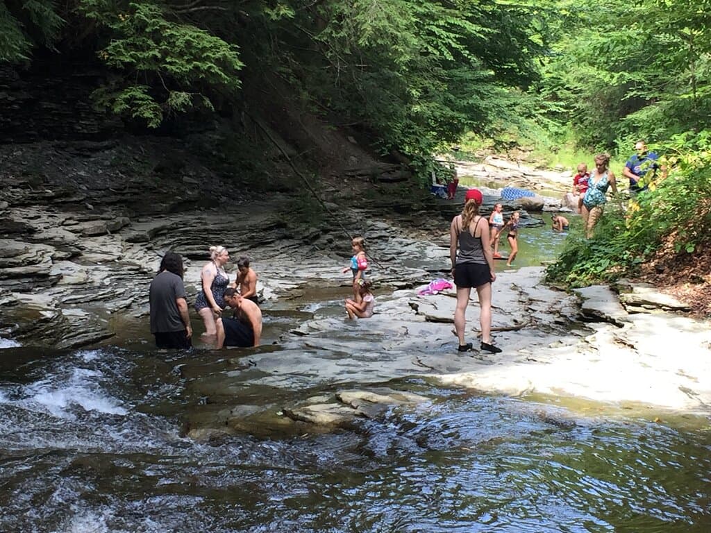 Rocky ravine with shallow river bed