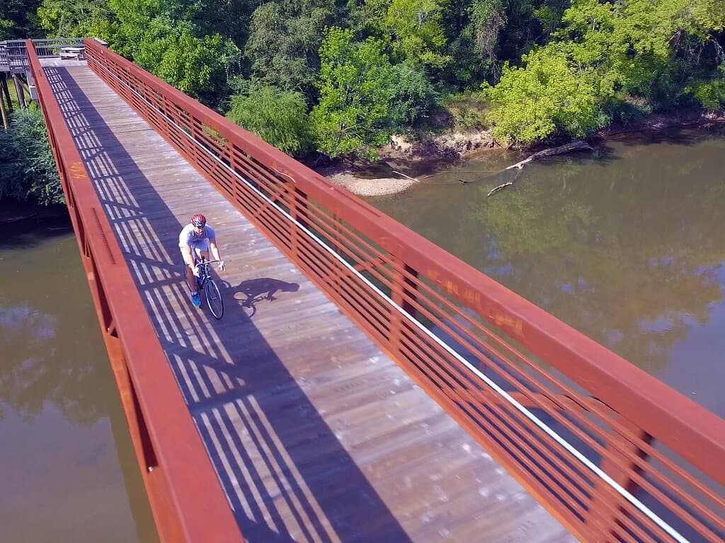 Part of the Mountain to Sea Trail and the East Coast Greenway, enjoy Clayton River Walk on the Neuse.