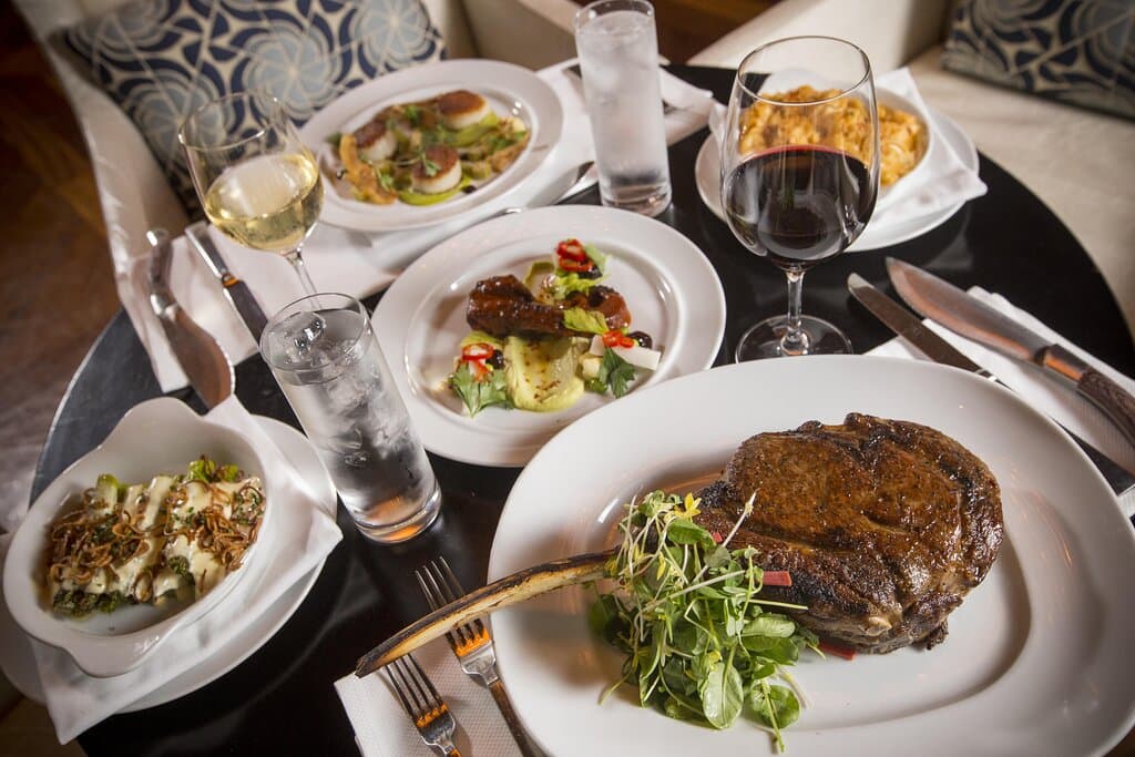 Diplomat Prime Entrees On Table - includes 38oz 45-Day Dry Aged Long Bone Prime Tomahawk Ribeye