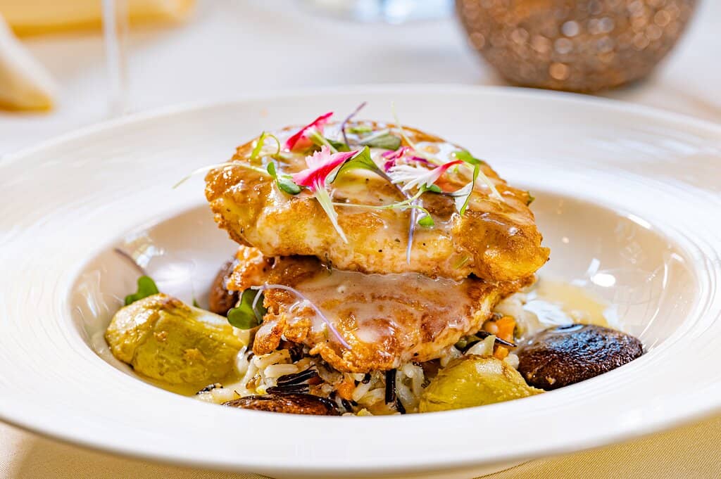 Chicken Milanese with Roasted Tomatoes, Garlic, Basil and Arugula