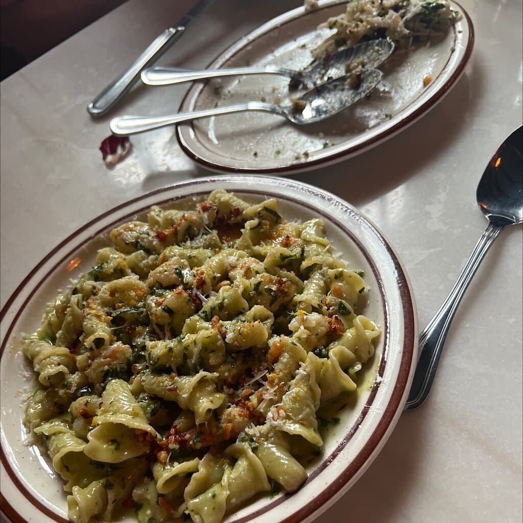 The campanelli, sorry the cabbage salad was too good and we demolished it before a picture could be taken.