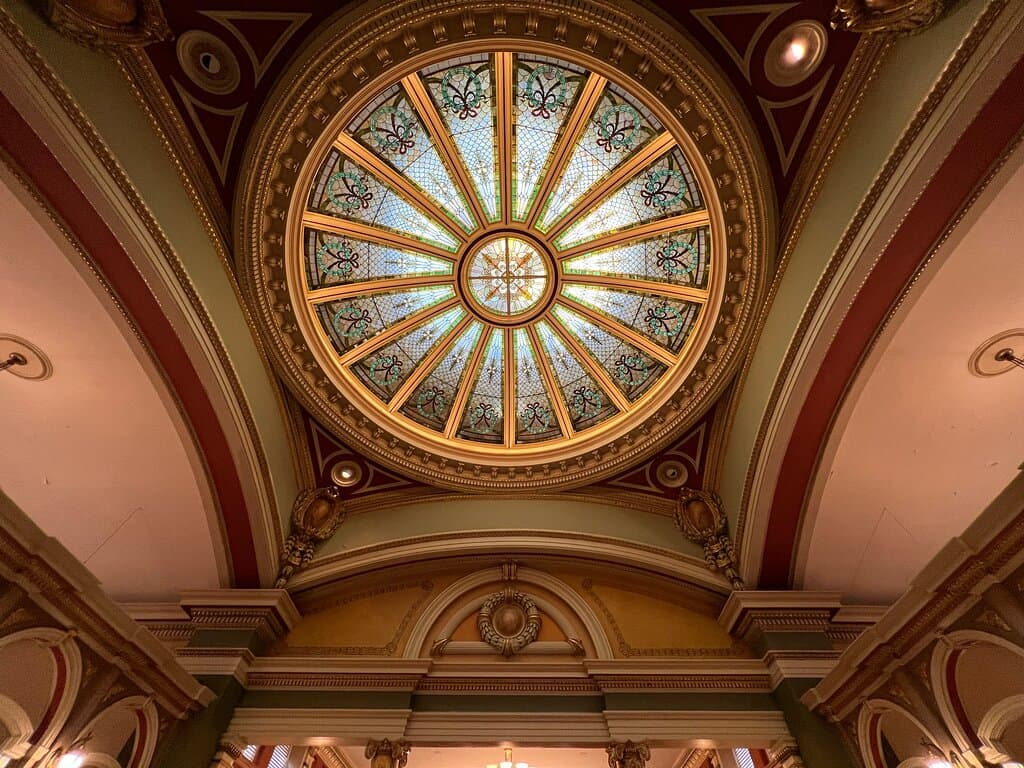 Stained glass ceiling.