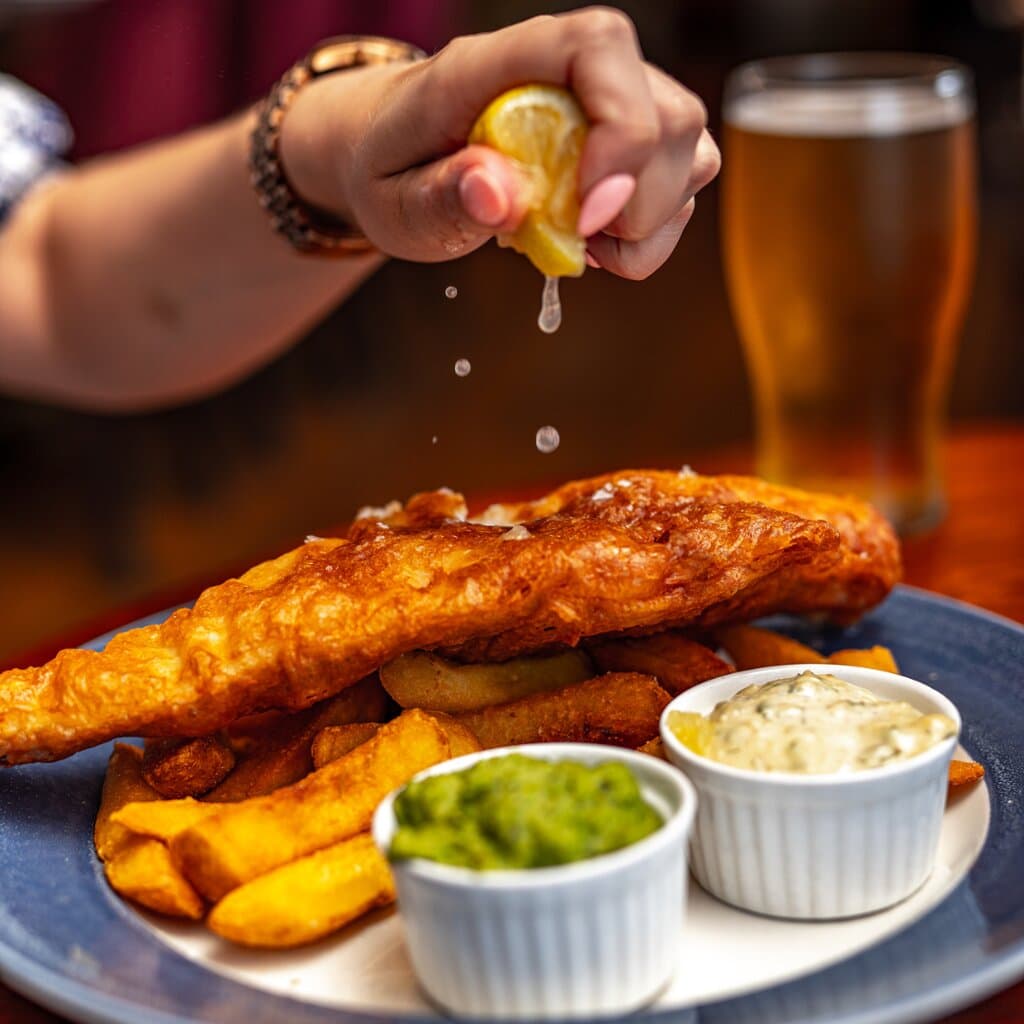 Lemon drizzled on Fish & Chips