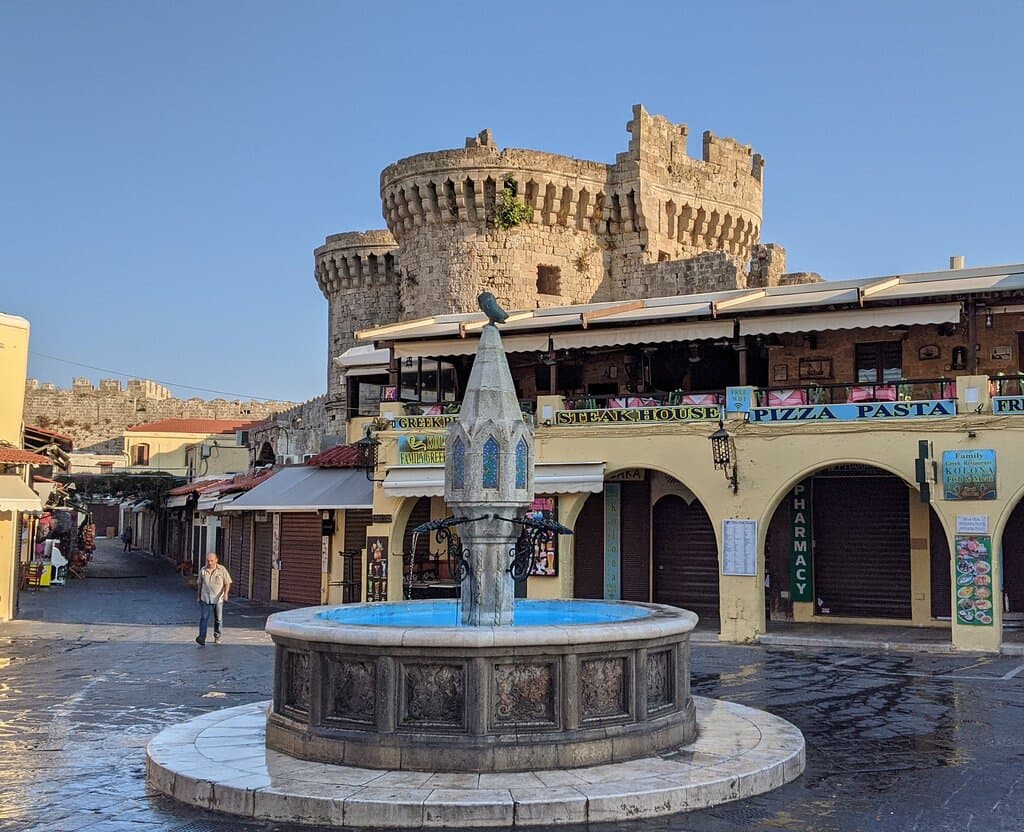 Top of Marine gate towers as seen from Hippocrates Square.