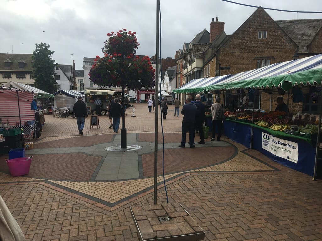 Banbury Charter Market on a Saturday in August 2023