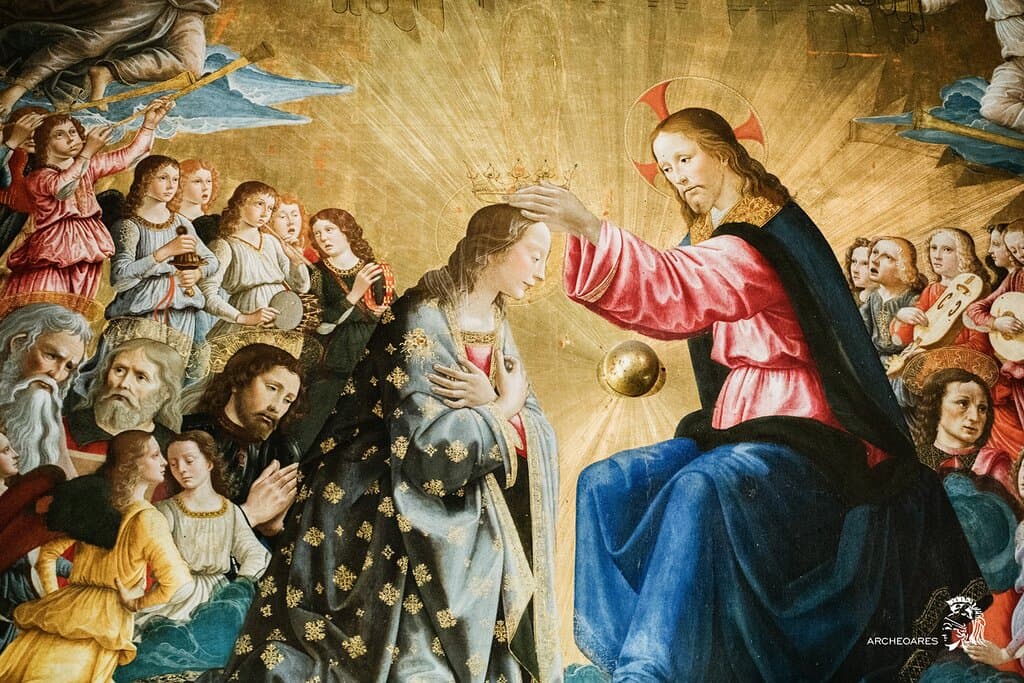 Incoronazione della Vergine del Ghirlandaio a Palazzo Eroli, pinacoteca. Archeoares.
