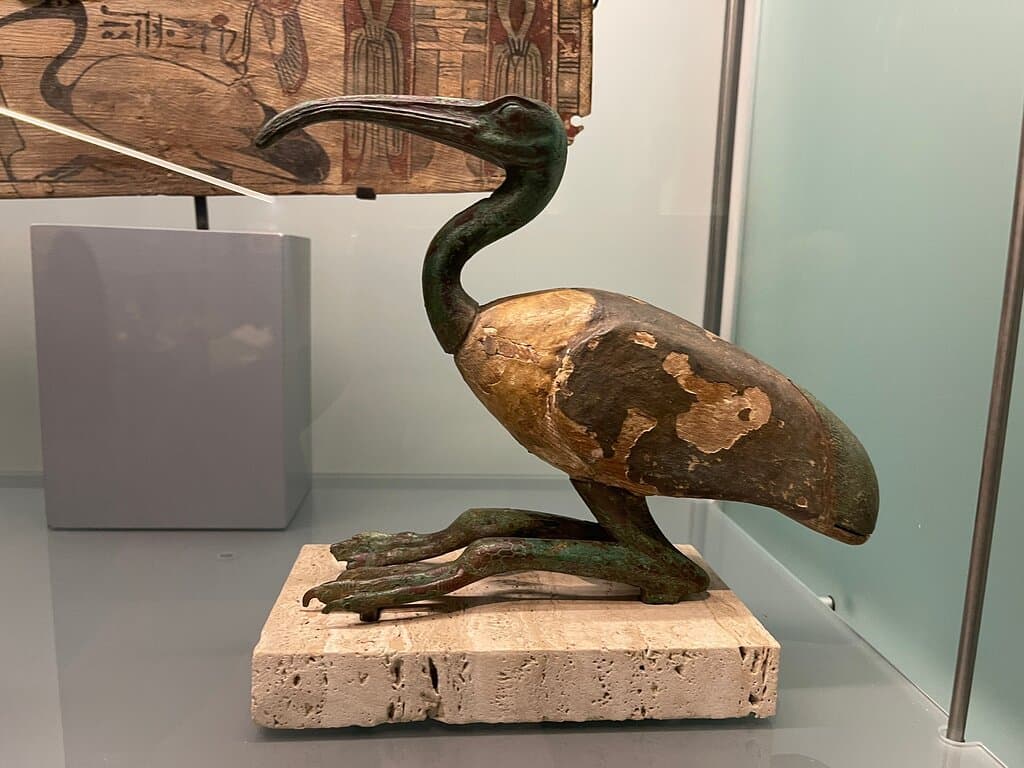 Items from the collection, Roman lamp and Ancient Egyptian sculpture