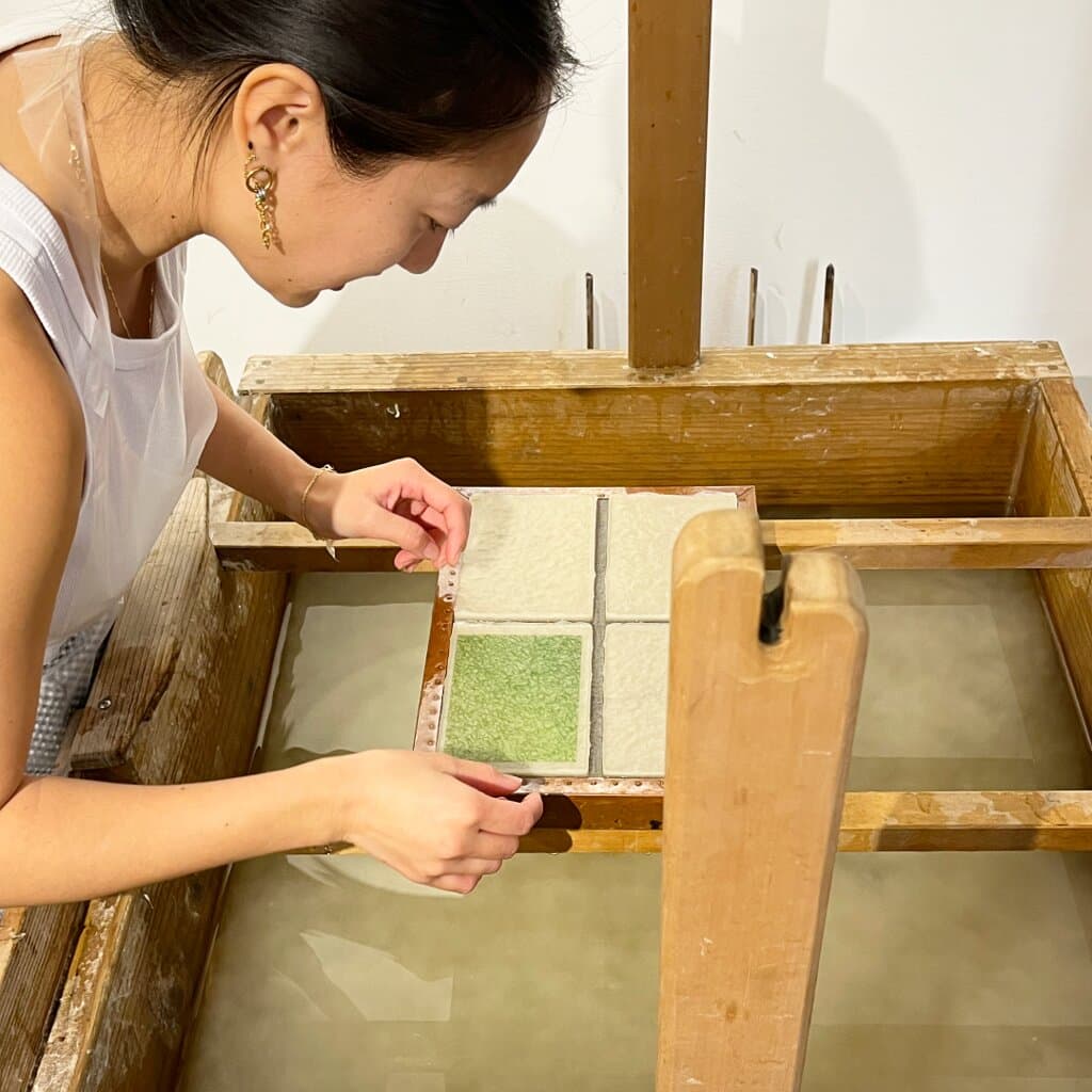 Here, you can not only buy Japanese paper products, but also hold workshops to make beautiful postcards and large Japanese paper like this one.