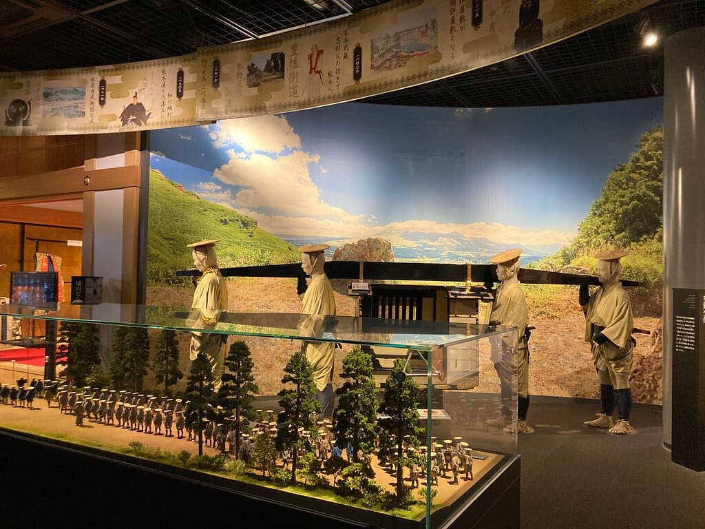 大名行列の模型や、駕籠乗り体験