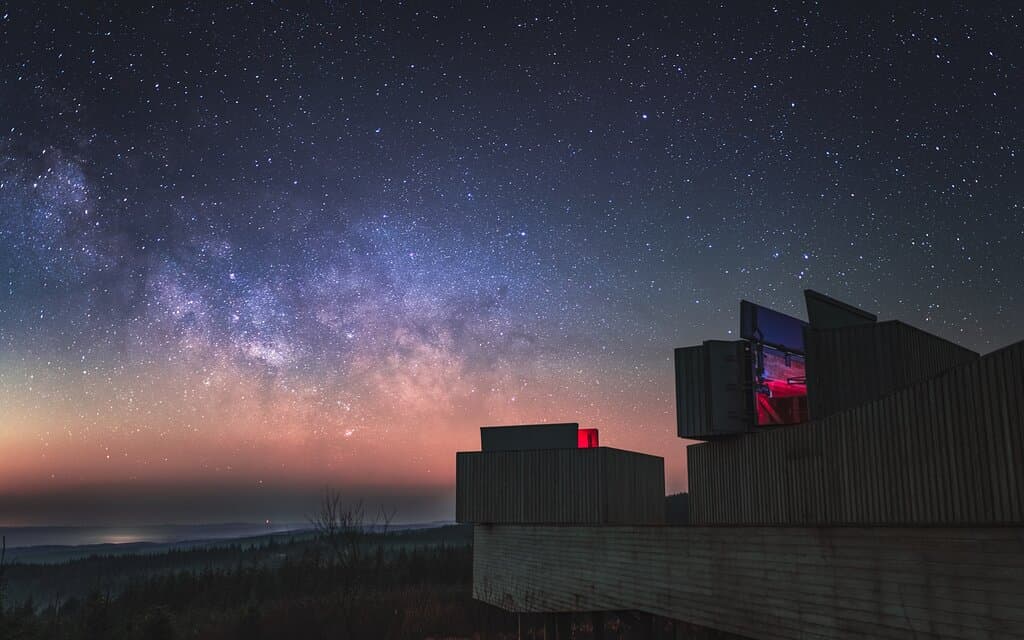 Galactic centre rising over Kielder Observatory