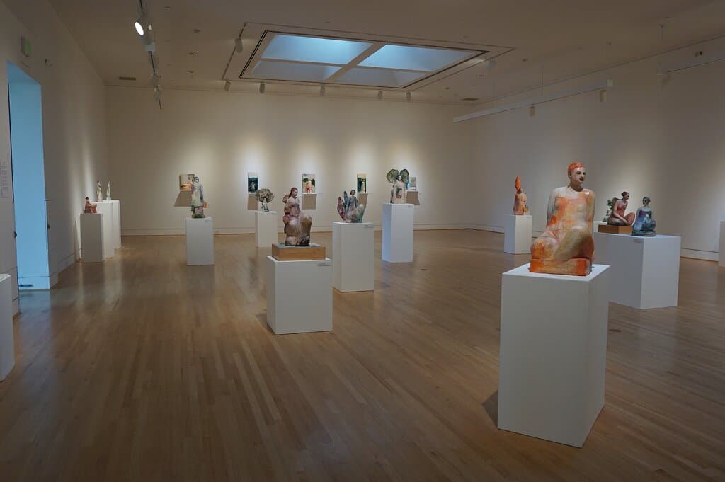 A new body of work premiering at the Triton Museum, Palace of Leaves, explores our connection with the natural world. Gregor’s abstracted human figures have taken on evolving shapes referencing arboreal forms. Before the silicon age, the Santa Clara Valley was blanketed with some of the most fertile orchards in the world and dubbed “the Valley of Heart’s Delight.”