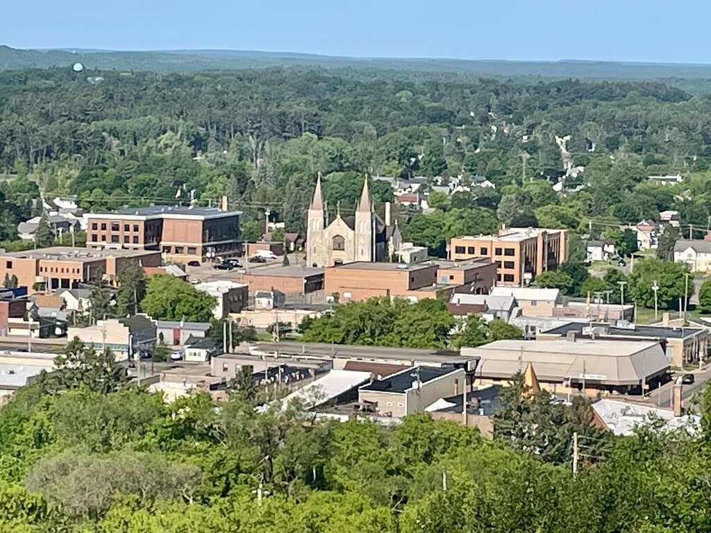 The city photo from the station