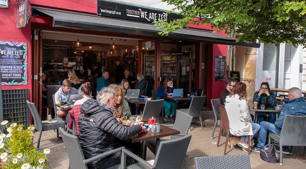 Outside pavement seating