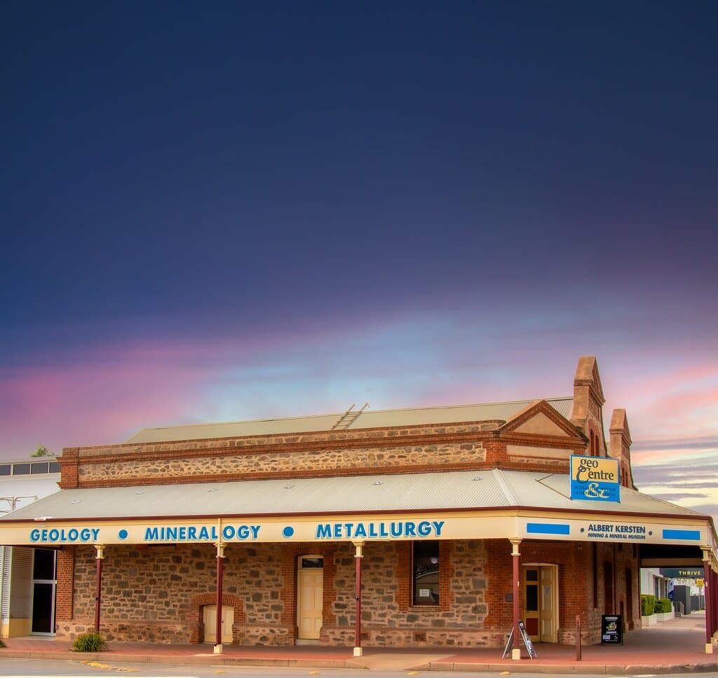 The museum front entrance, facing the roundabout on crystal street.