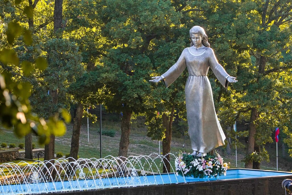 A beautiful and sacred space dedicated to Mary the Mother of the Church, and to all mothers, located near the shores of Lake of the Ozarks in Missouri.  Encounter spiritual renewal among sacred gardens, fountains, nature walks and memorial wall devoted to mothers.  Leave behind your daily lives and draw closer to God. Join us at The National Shrine of Mary for the unique celebration of a joyful outdoor Eucharistic celebration Mass services from 5/24 - 8/31. Saturday 8:00pm and Sunday 8:30am.