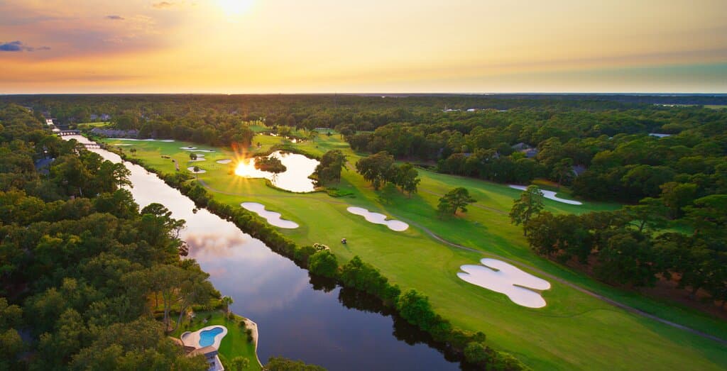 Golf course of Palmetto Dunes Aerial view
