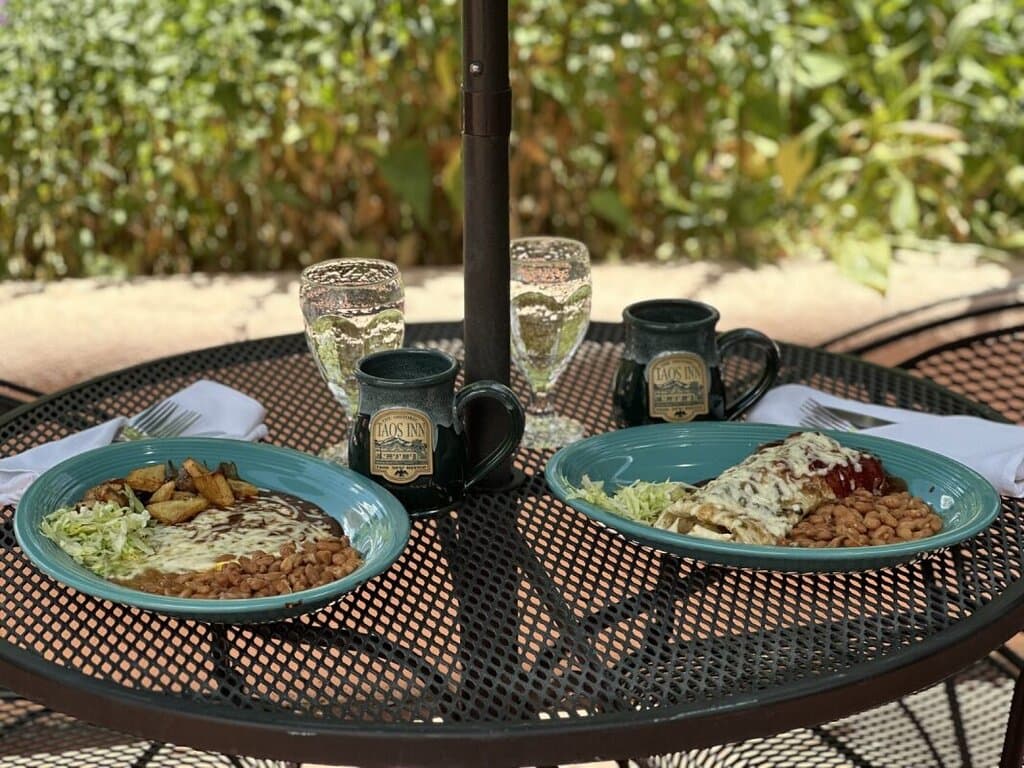 Patio seating - Huevos Rancheros and Doc Martin's Smother Breakfast Burrito