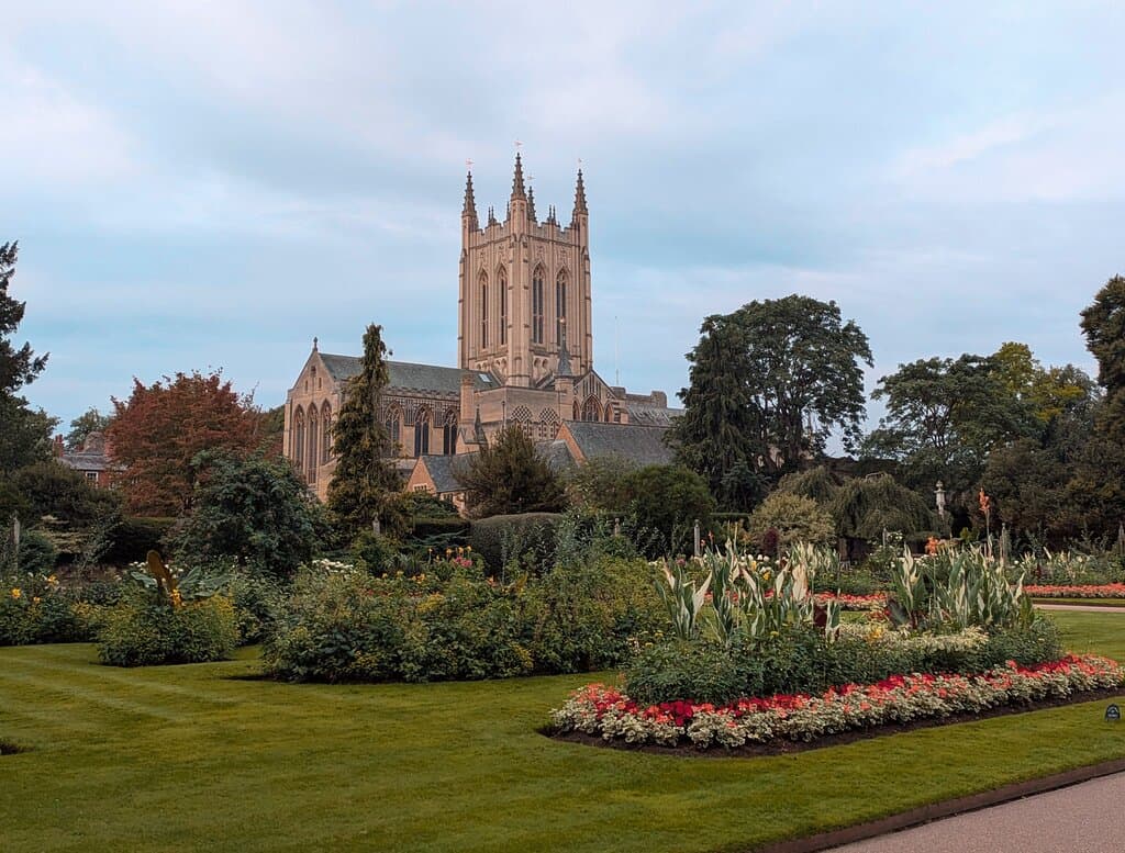 St Edmundsbury Cathedral view from the Abbey Gardens